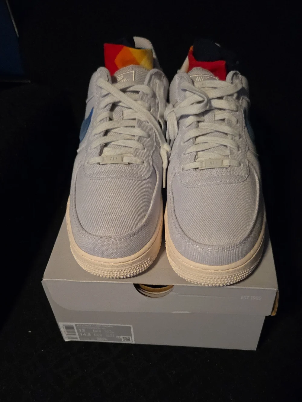 Nike Kids Light Blue Canvas Sneakers with Rainbow Heel Tabs